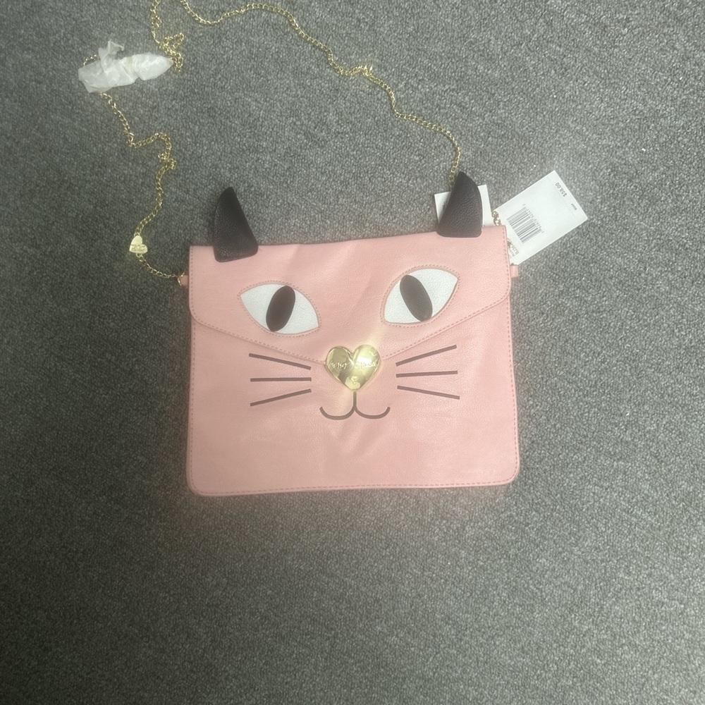 Pink leather cat face bag
